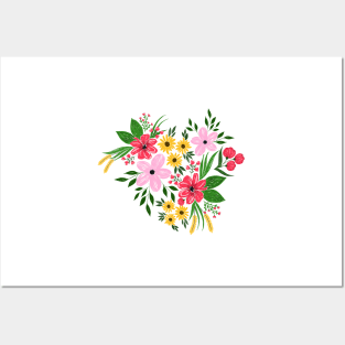 Cute Pink Red Spring Floral Hand Paint Design Posters and Art